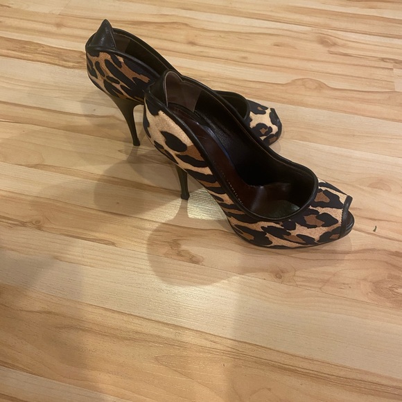 Giuseppe Leopard Print Open Toe Pumps Size 36 - Picture 6 of 10